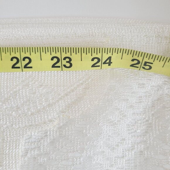 Window Panel w/ Attached Valance Ivory Floral Lace Set of 3 Panels Polyester - Picture 10 of 12